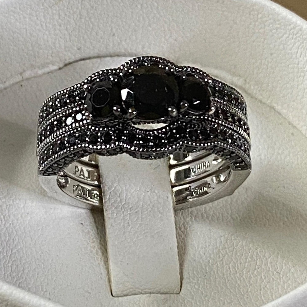 Black Spinel Women's Wedding Ring 925‎ Sterling Silver Anniversary 2.20ctw Sz 9